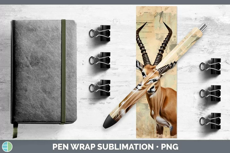 Vintage Decoupage Impala Pen Wrap Sublimation Epoxy Pen Desi