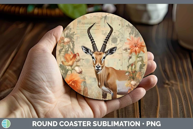 Vintage Decoupage Impala Round Coaster Sublimation Coaster D