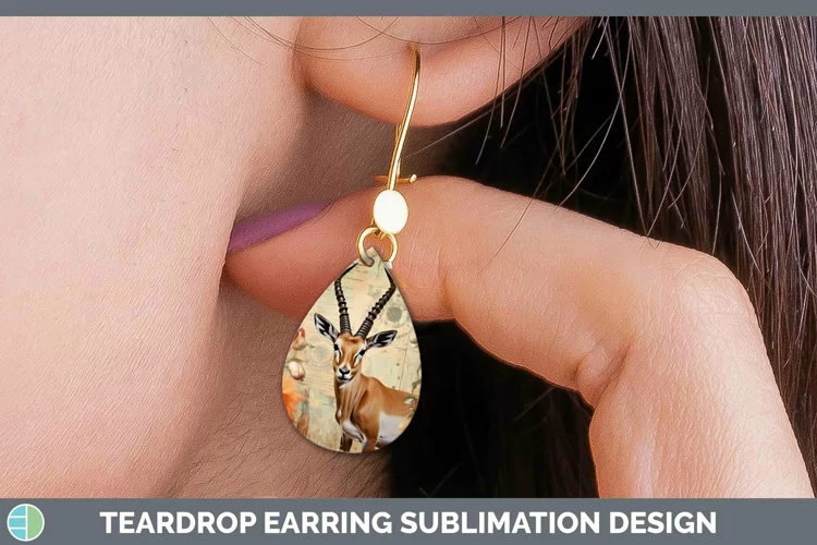 Vintage Decoupage Impala Teardrop Earrings Sublimation Earri