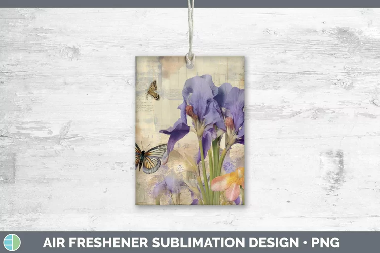 Vintage Decoupage Iris Air Freshener Sublimation Car Freshen
