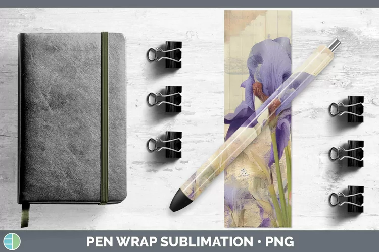 Vintage Decoupage Iris Pen Wrap Sublimation Epoxy Pen Design