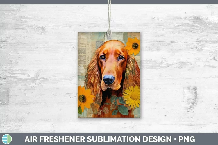 Vintage Decoupage Irish Setter Air Freshener Sublimation Car