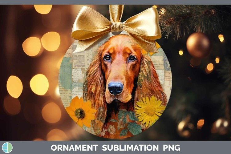 Vintage Decoupage Irish Setter Ornament Sublimation Bauble D