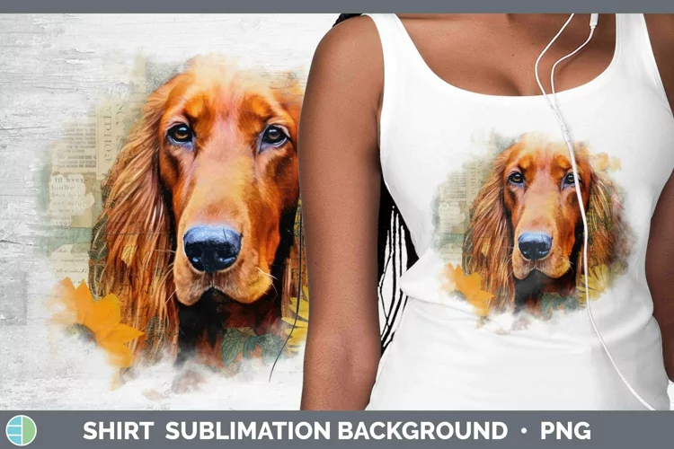 Vintage Decoupage Irish Setter Shirt Sublimation Sublimation