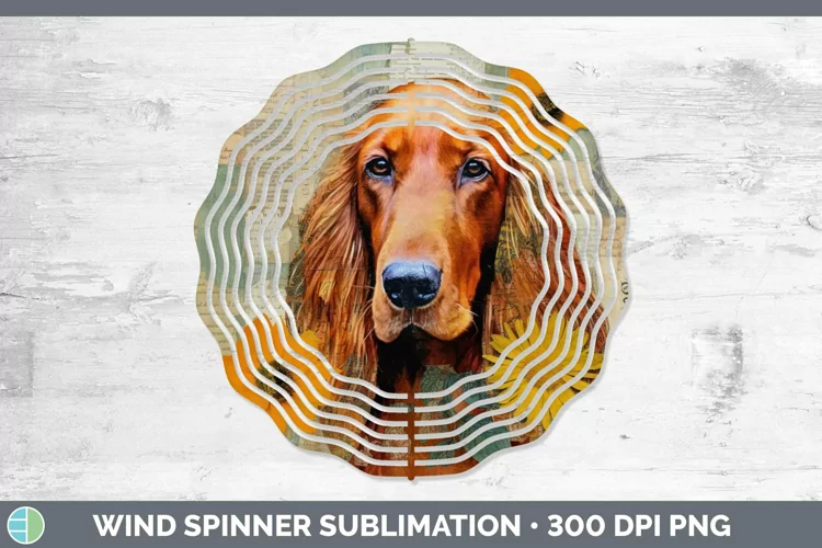 Vintage Decoupage Irish Setter Wind Spinner Sublimation Spin