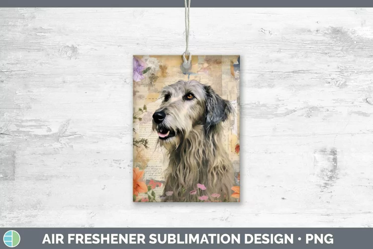 Vintage Decoupage Irish Wolfhound Air Freshener Sublimation