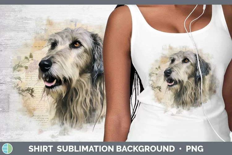 Vintage Decoupage Irish Wolfhound Shirt Sublimation Sublima