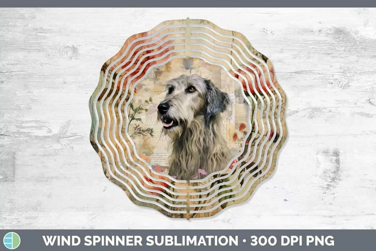 Vintage Decoupage Irish Wolfhound Wind Spinner Sublimation
