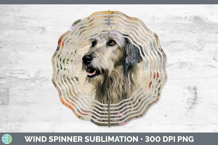 Vintage Decoupage Irish Wolfhound Wind Spinner Sublimation