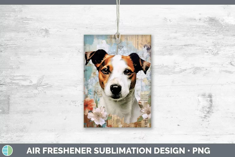 Vintage Decoupage Jack Russell Terrier Air Freshener Sublima