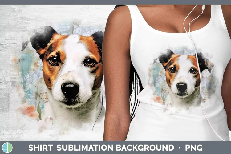 Vintage Decoupage Jack Russell Terrier Shirt Sublimation Sub
