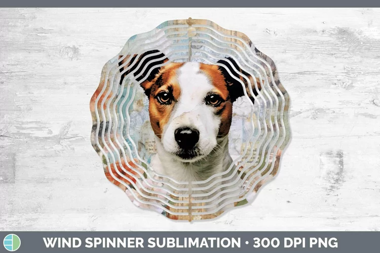 Vintage Decoupage Jack Russell Terrier Wind Spinner Sublimat