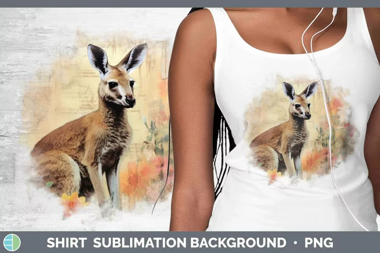 Vintage Decoupage Kangaroo Shirt Sublimation Sublimation Bac