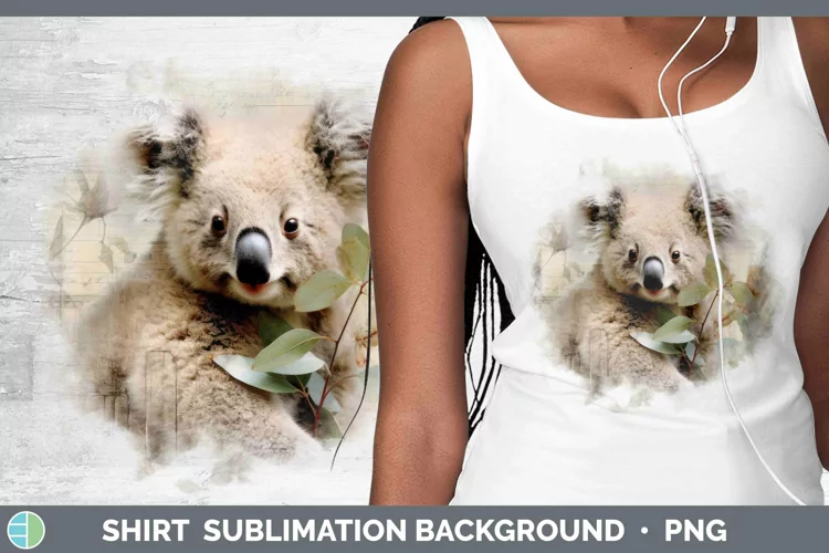 Vintage Decoupage Koala Shirt Sublimation Sublimation Backgr