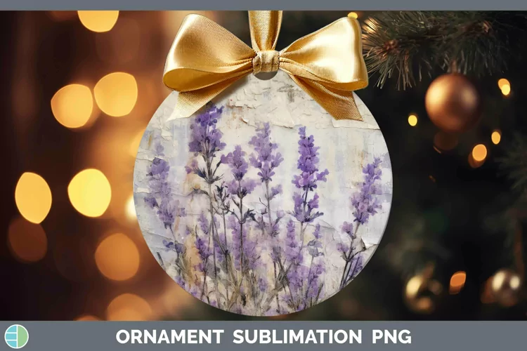 Vintage Decoupage Lavender Ornament | Sublimation Bauble Des