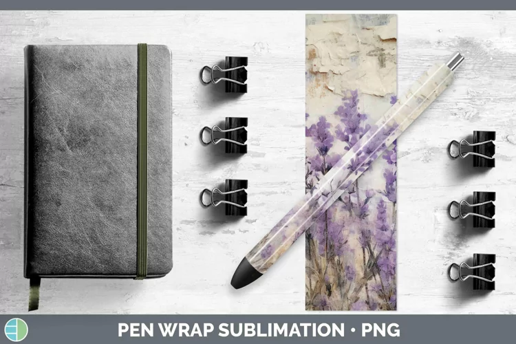 Vintage Decoupage Lavender Pen Wrap | Sublimation Epoxy Pen
