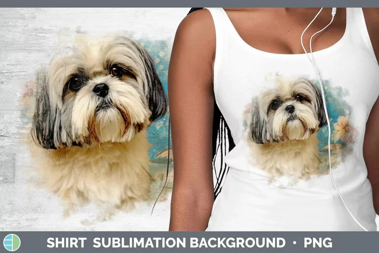 Vintage Decoupage Lhasa Apso Shirt Sublimation Sublimation B