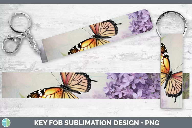 Vintage Decoupage Lilac Key Fob Sublimation Wristlet Designs