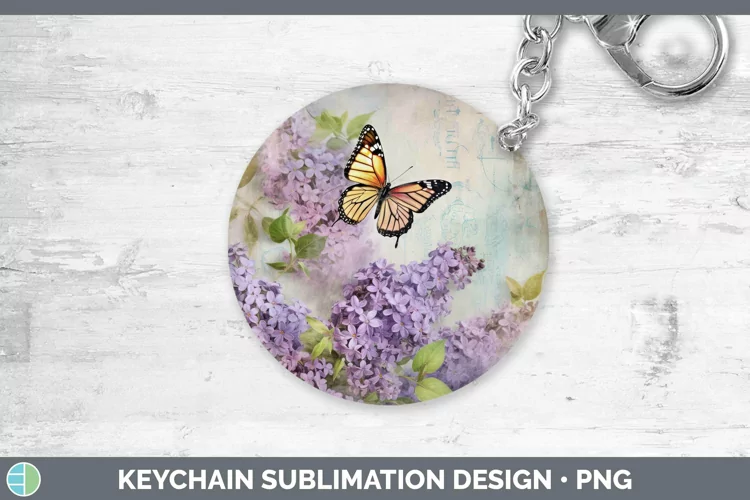Vintage Decoupage Lilac Keychain Sublimation Keyring Designs