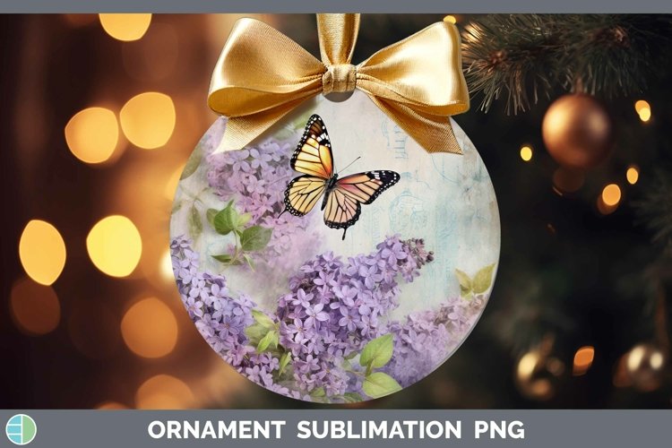 Vintage Decoupage Lilac Ornament Sublimation Bauble Designs