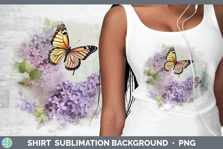 Vintage Decoupage Lilac Shirt Sublimation Sublimation Backgr