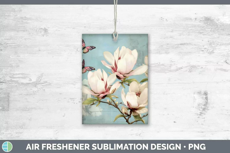 Vintage Decoupage Magnolia Air Freshener Sublimation Car Fre