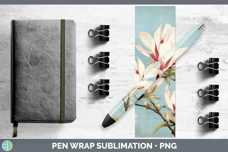 Vintage Decoupage Magnolia Pen Wrap Sublimation Epoxy Pen De