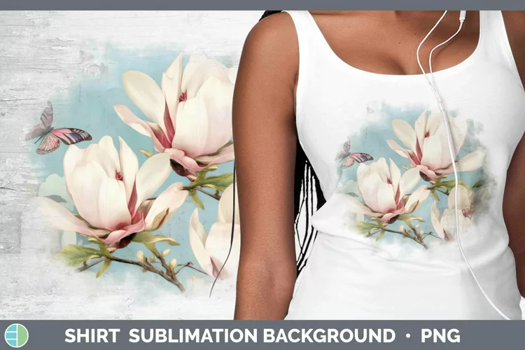 Vintage Decoupage Magnolia Shirt Sublimation Sublimation Bac