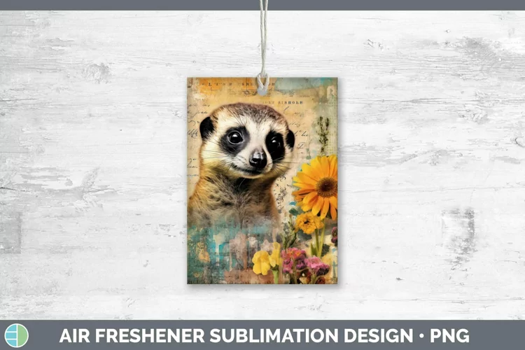 Vintage Decoupage Meerkat Air Freshener Sublimation Car Fres