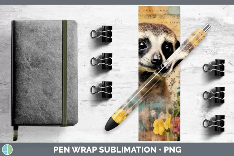 Vintage Decoupage Meerkat Pen Wrap Sublimation Epoxy Pen Des