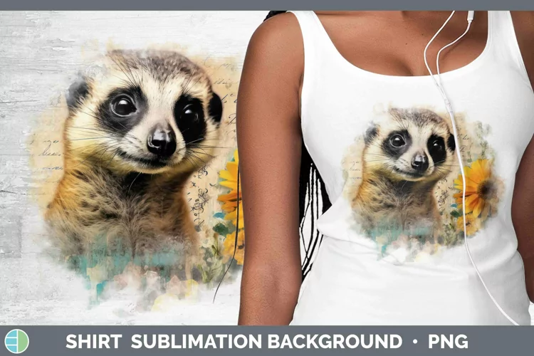 Vintage Decoupage Meerkat Shirt Sublimation Sublimation Back