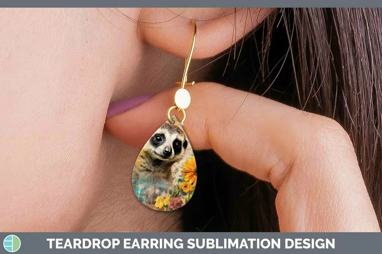 Vintage Decoupage Meerkat Teardrop Earrings Sublimation Earr