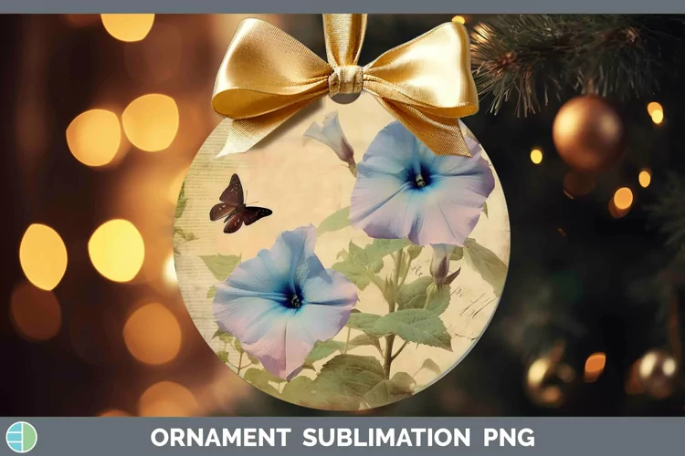 Vintage Decoupage Morning Glory Ornament Sublimation Bauble