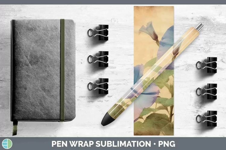 Vintage Decoupage Morning Glory Pen Wrap Sublimation Epoxy P