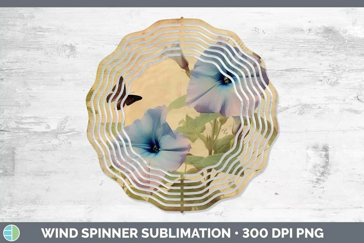 Vintage Decoupage Morning Glory Wind Spinner Sublimation Spi