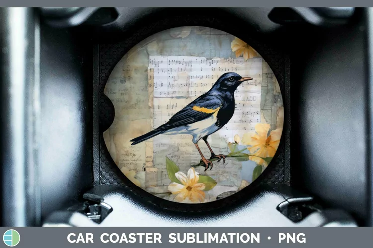 Vintage Decoupage Myna Car Coaster Sublimation Coaster Desig
