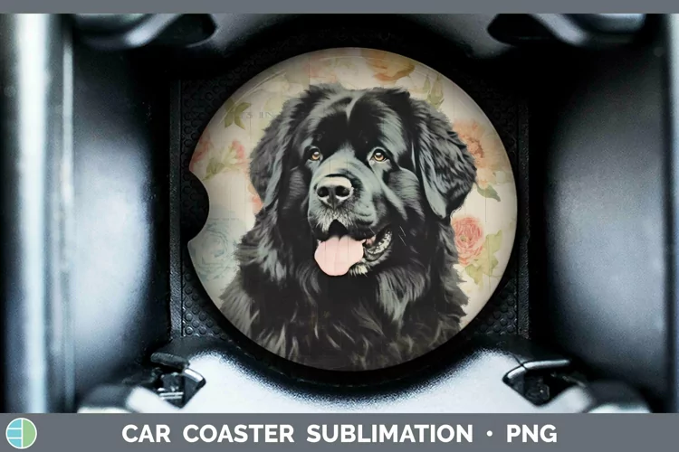 Vintage Decoupage Newfoundland Car Coaster Sublimation Coast