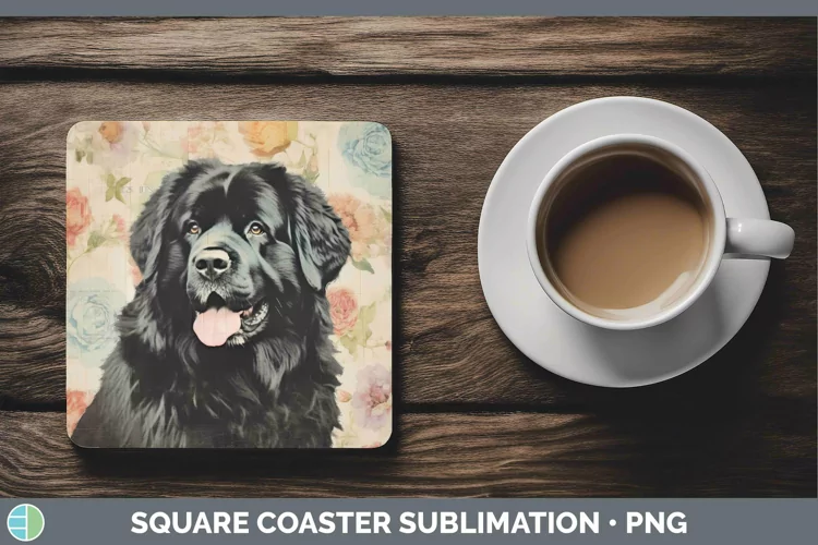 Vintage Decoupage Newfoundland Square Coaster Sublimation Co