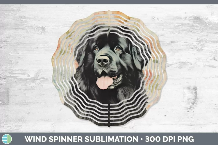 Vintage Decoupage Newfoundland Wind Spinner Sublimation Spin