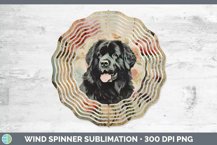 Vintage Decoupage Newfoundland Wind Spinner Sublimation Spin