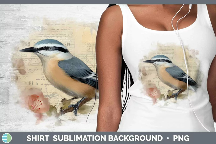 Vintage Decoupage Nuthatch Shirt | Sublimation Sublimation B