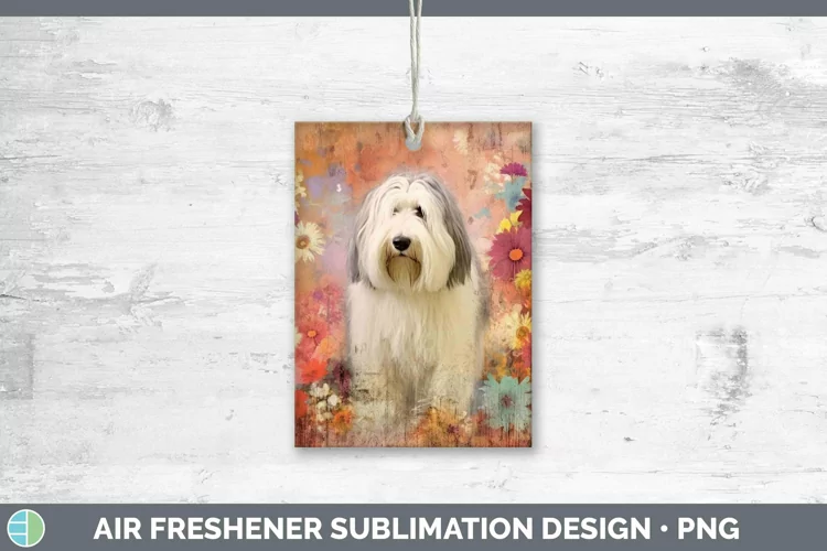 Vintage Decoupage Old English Sheepdog Air Freshener | Subli