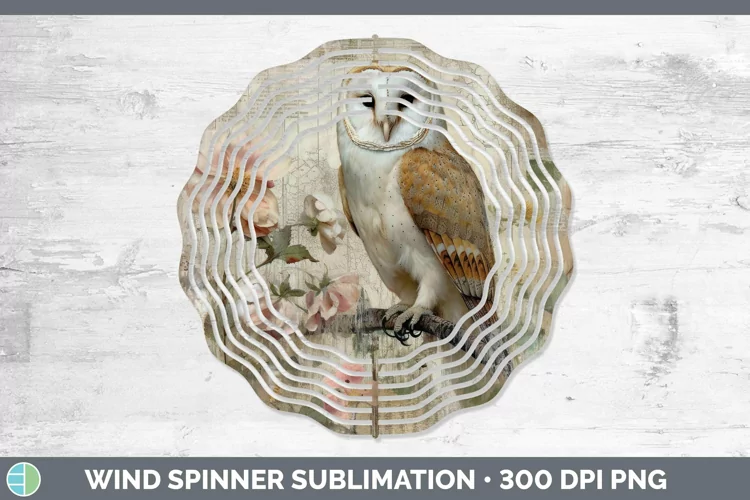 Vintage Decoupage Owl Wind Spinner Sublimation Spinner Desig
