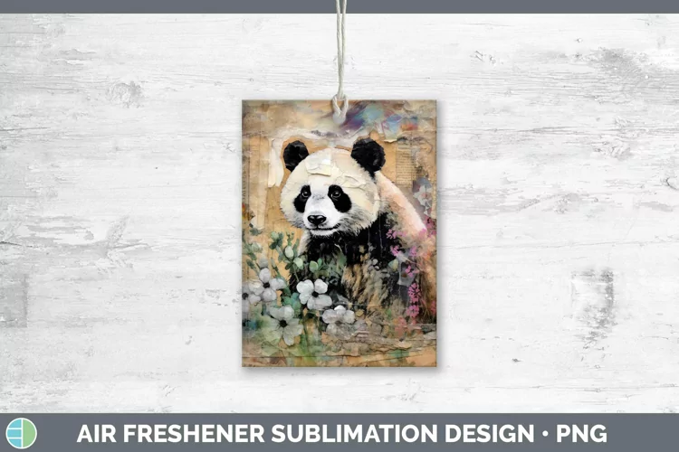 Vintage Decoupage Panda Bear Air Freshener Sublimation Car F
