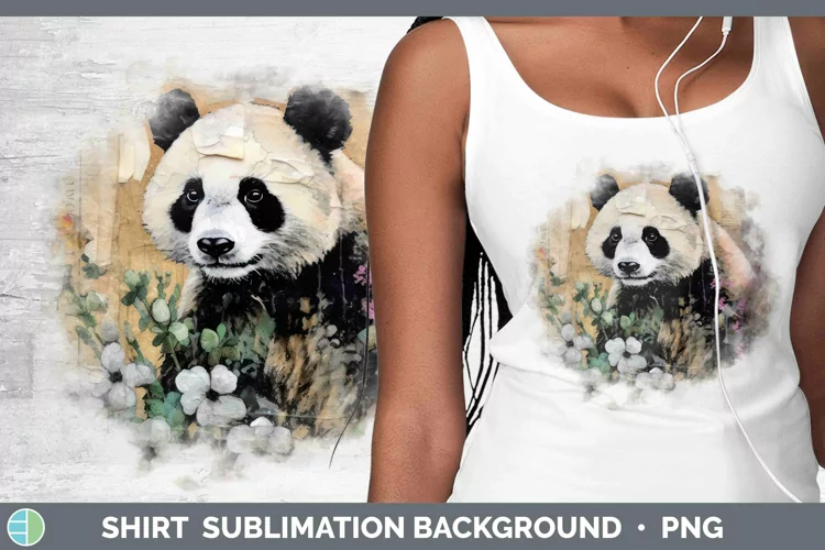 Vintage Decoupage Panda Bear Shirt Sublimation Sublimation B
