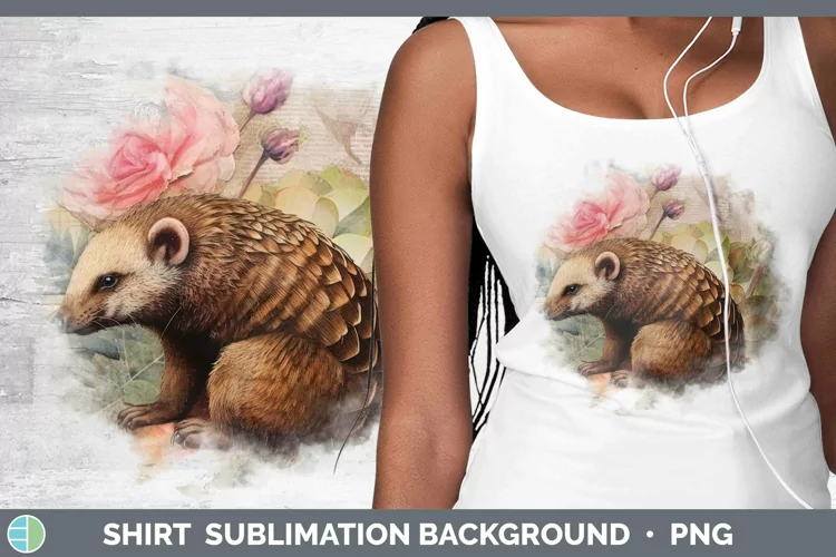 Vintage Decoupage Pangolin Shirt Sublimation Sublimation Bac