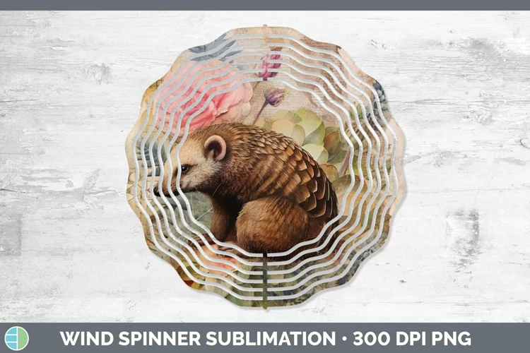 Vintage Decoupage Pangolin Wind Spinner Sublimation Spinner