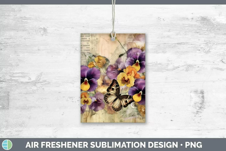 Vintage Decoupage Pansy Air Freshener Sublimation Car Freshe