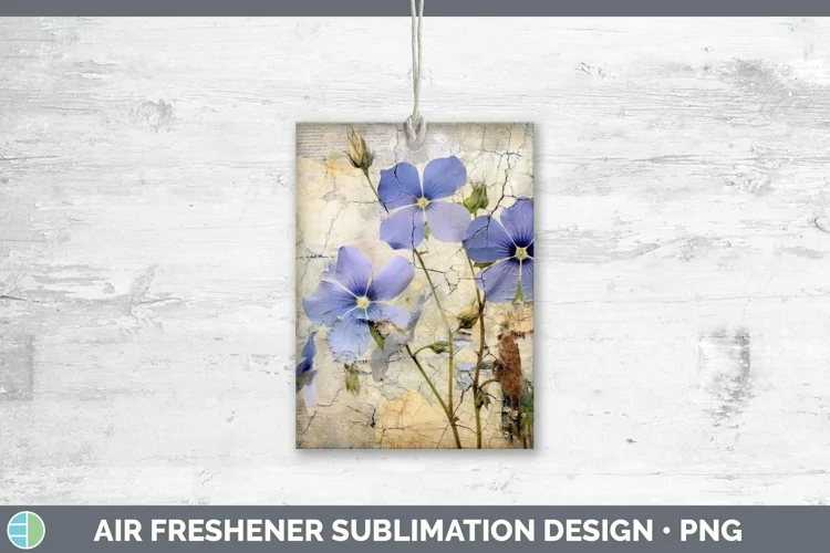 Vintage Decoupage Periwinkle Air Freshener | Sublimation Car