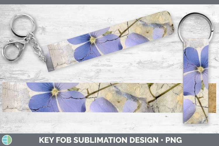Vintage Decoupage Periwinkle Key Fob | Sublimation Wristlet